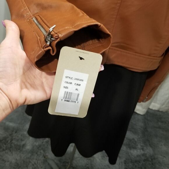 Levi’s Faux Moto Leather Jacket new with tags from Nordstrom XL Camel brown - Picture 10 of 13